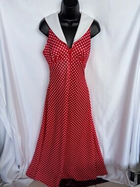Vtg Jack Hartley Miami Americana USA 60s 70s Polka dot Sailor Halter Maxi Dress